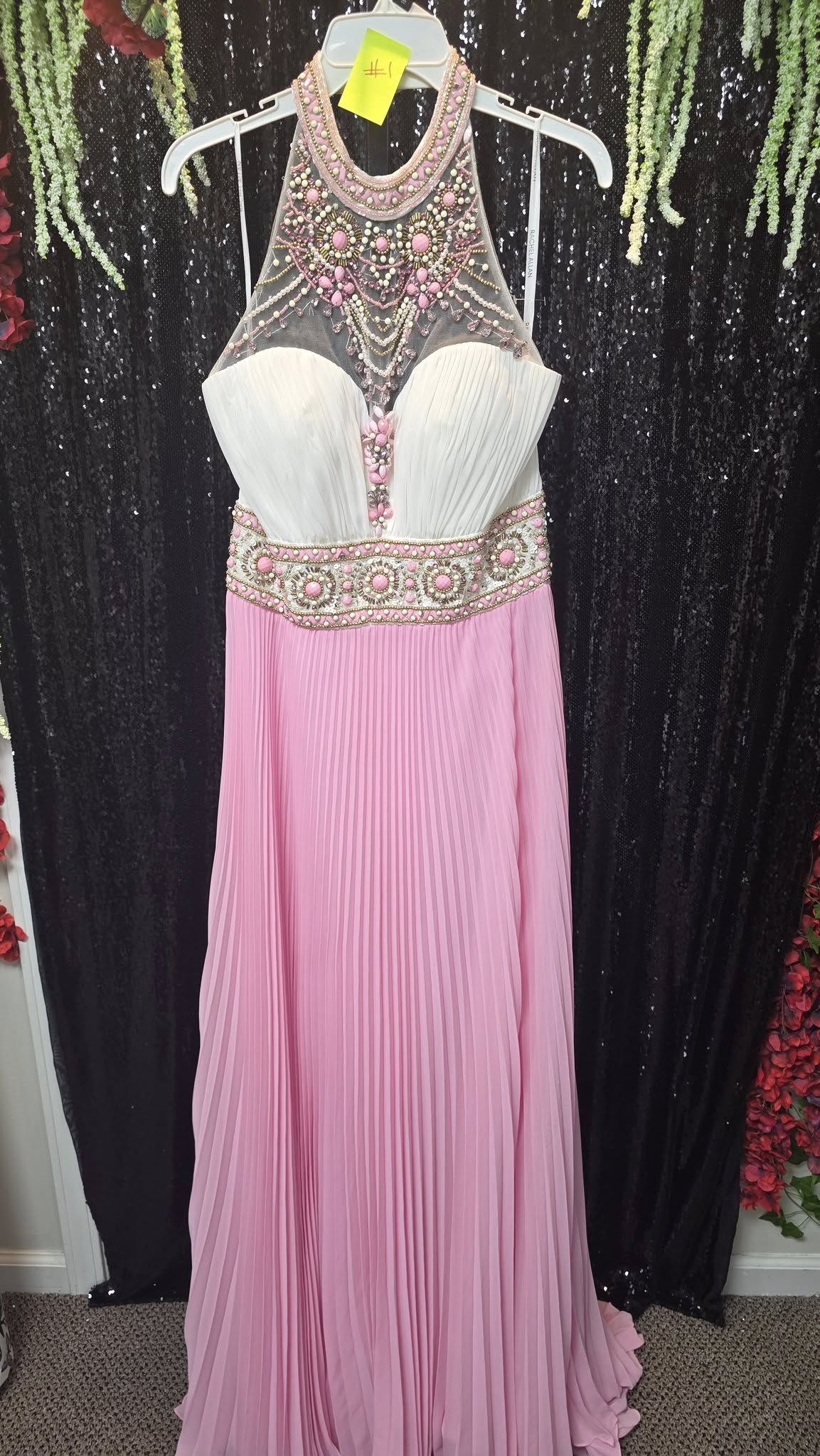 Pink Dresses Evening Gown Size Adult 12 (L) NEW Rachel Allan sz 12 Pleated Pink Gown with Intricate Beadwork (New with tags condition) by rachel-allen