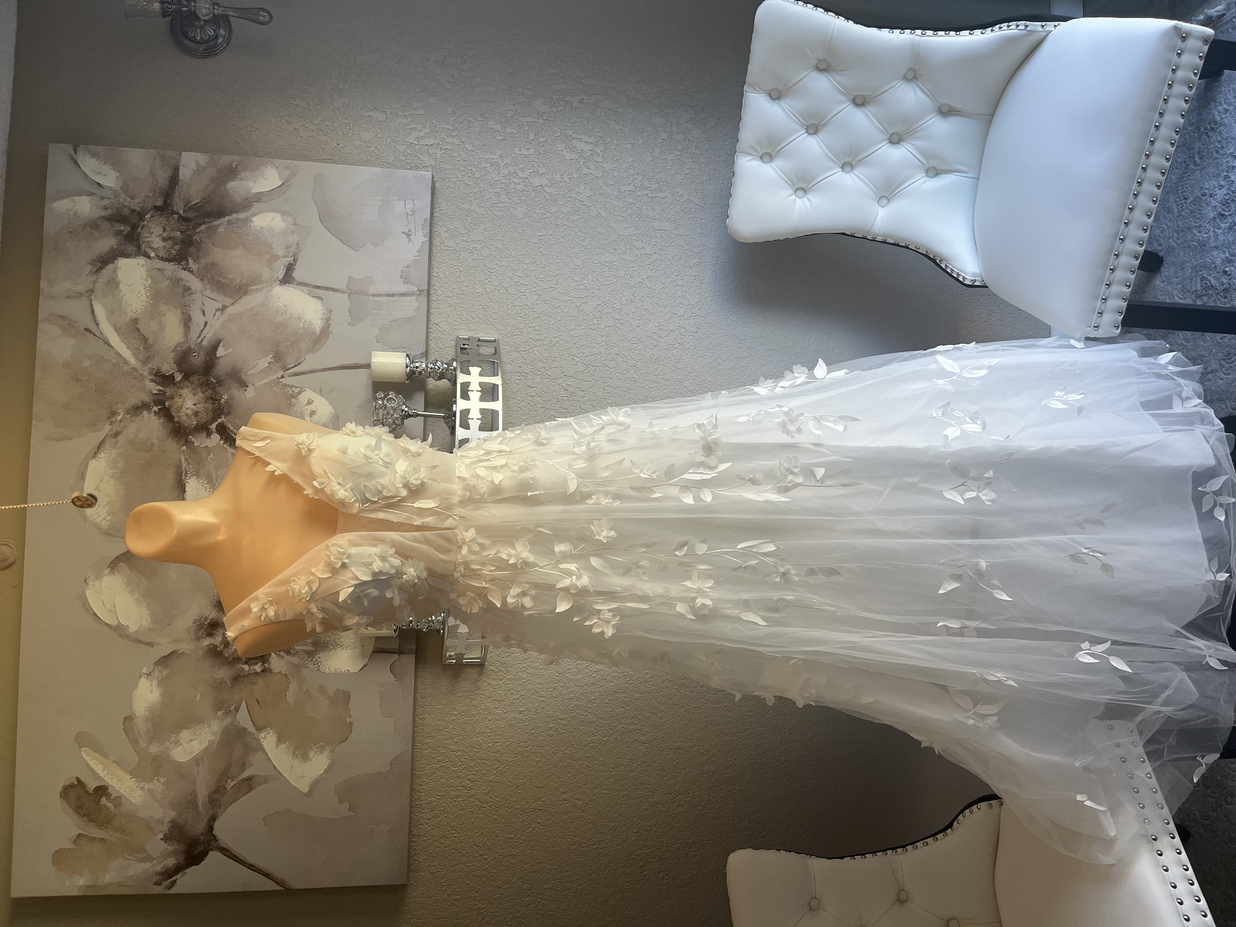 White Dresses Evening Gown Size Adult 2 (XS) Flowery White Wedding Dress (New condition) by faeristy - Image 1 of 2