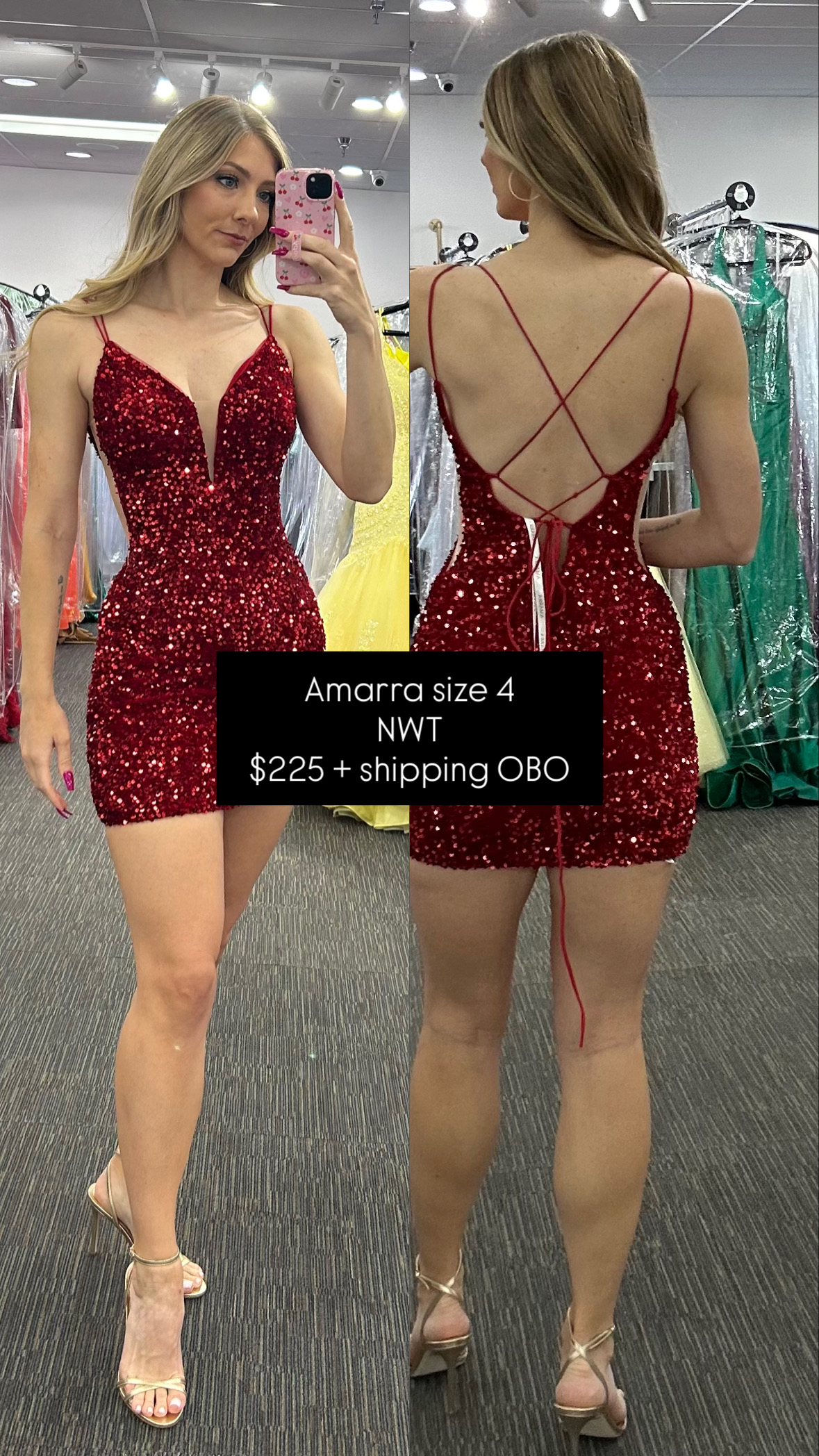 Red Dresses Cocktail & Party Dresses Size Adult 4 (XS) Amarra Sequin Red Cocktail Dress (New with tags condition) by amarra