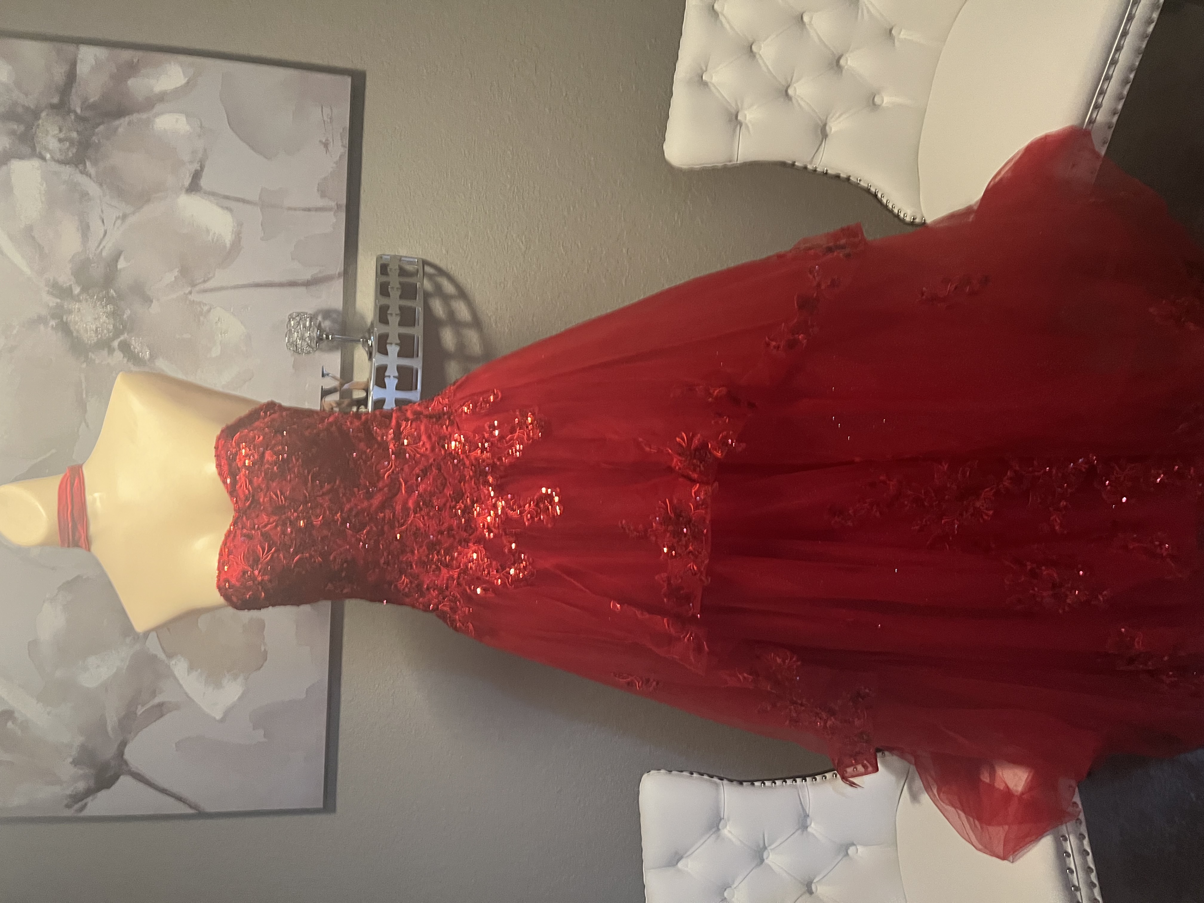 Red Dresses Evening Gown Size Adult 4 (XS) Red Embellished Evening Gown (New condition) by vogue - Image 1 of 2