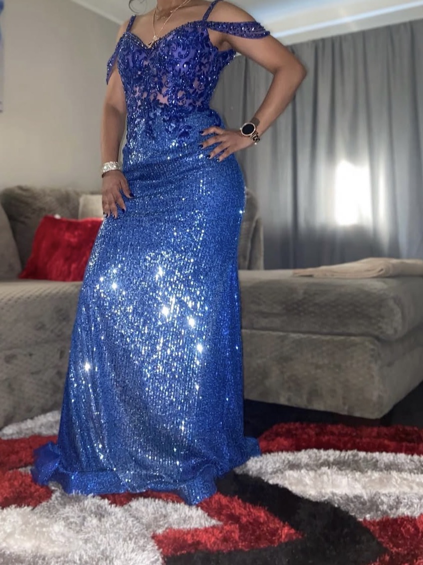 Royal Blue Dresses Evening Gown Size Adult 8 (M) Stunning Blue Sequin Gown (Worn Once condition) - Image 1 of 2
