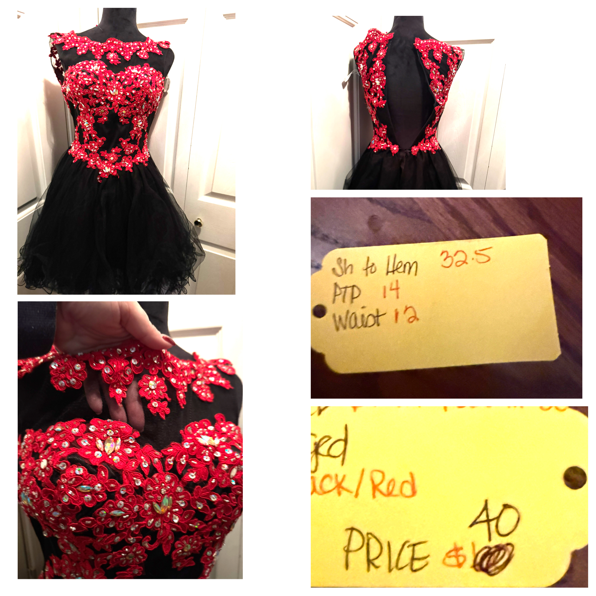 Red Dresses Talent Outfit Size Adult 0 (XXS) Red and Black Embellished Dress (New with tags condition) by karshima