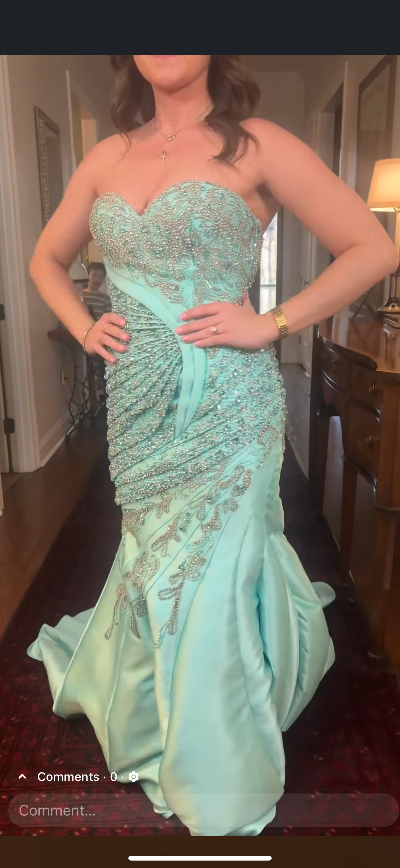 Aqua Dresses Evening Gown Size Adult 4 (XS) Aqua Embellished Evening Gown (Worn Once condition) by mac-duggal - Image 1 of 4