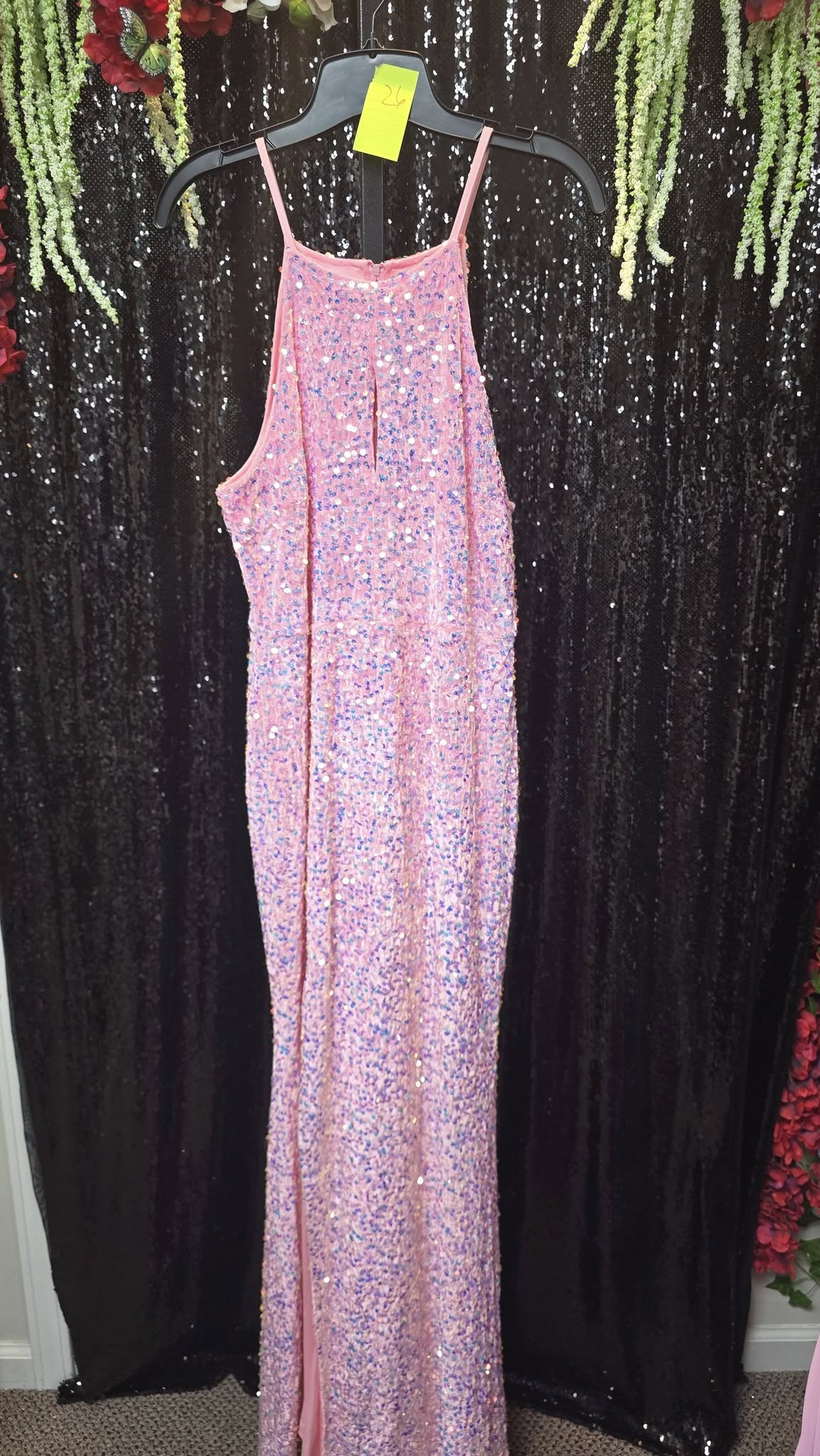 Pink Dresses Evening Gown Size Adult 12 (L) New sz 12 Sparkly Pink Sequined Gown (New with tags condition)