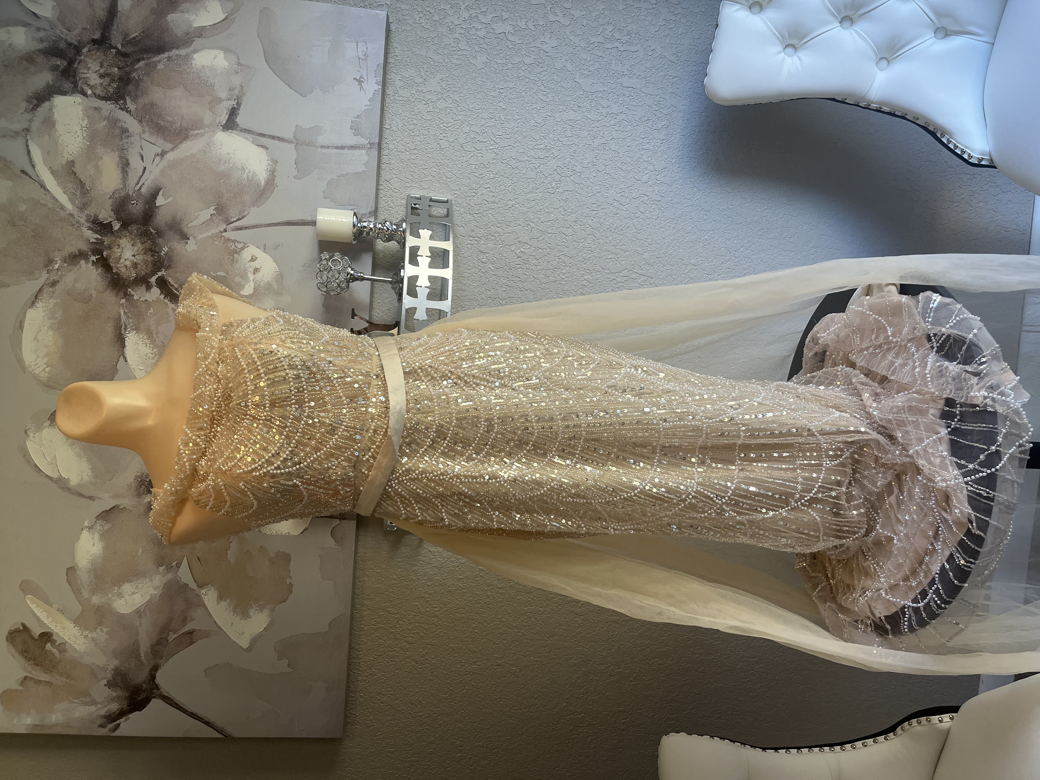 Gold Dresses Evening Gown Size Adult 2 (XS) Shimmering Gold Evening Gown with Tulle Overlay (New condition) by faeristy - Image 1 of 3