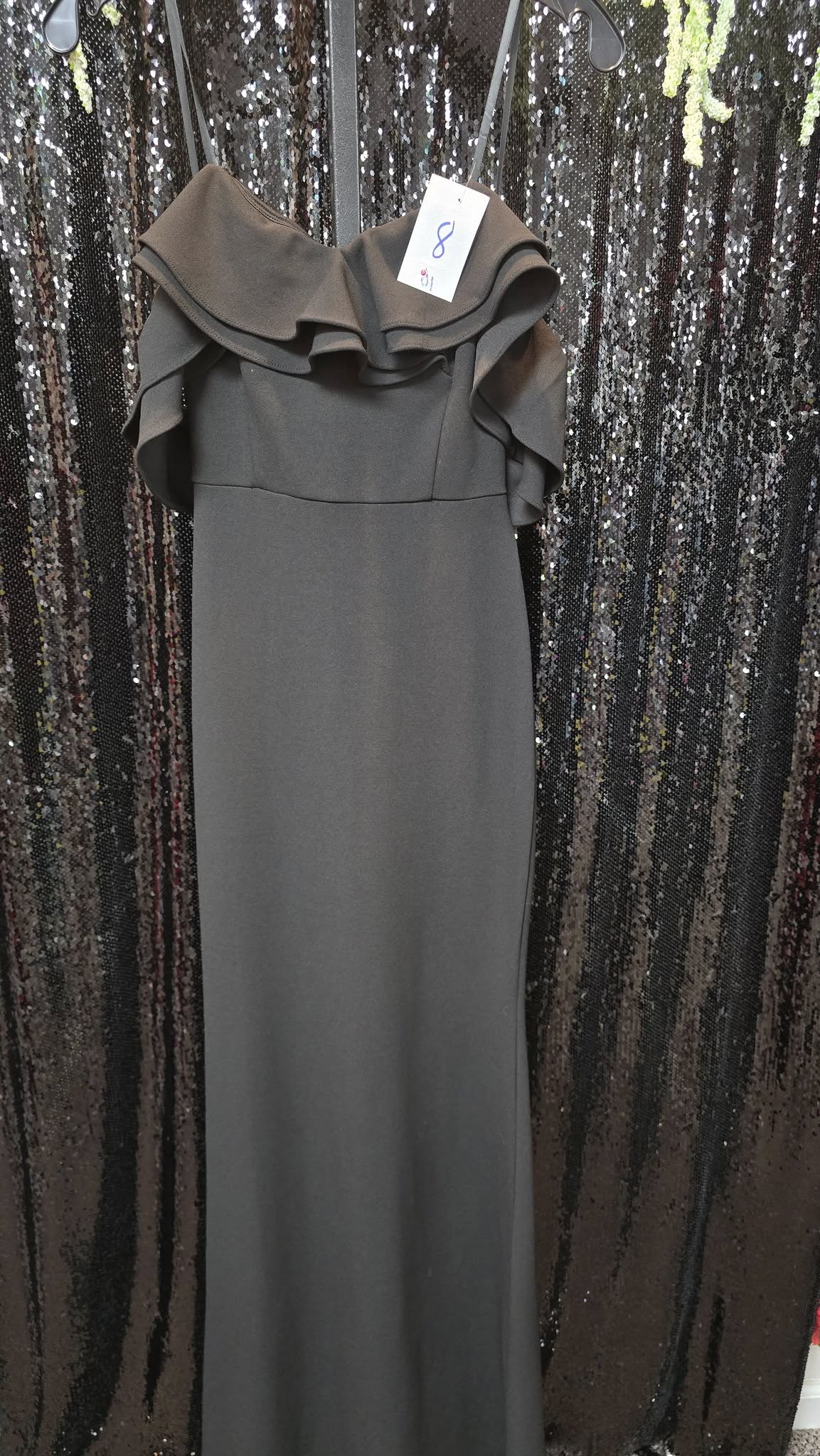 Charcoal Dresses Evening Gown Size Adult 4 (XS) Ruffled Charcoal Black Evening Gown (New with tags condition)