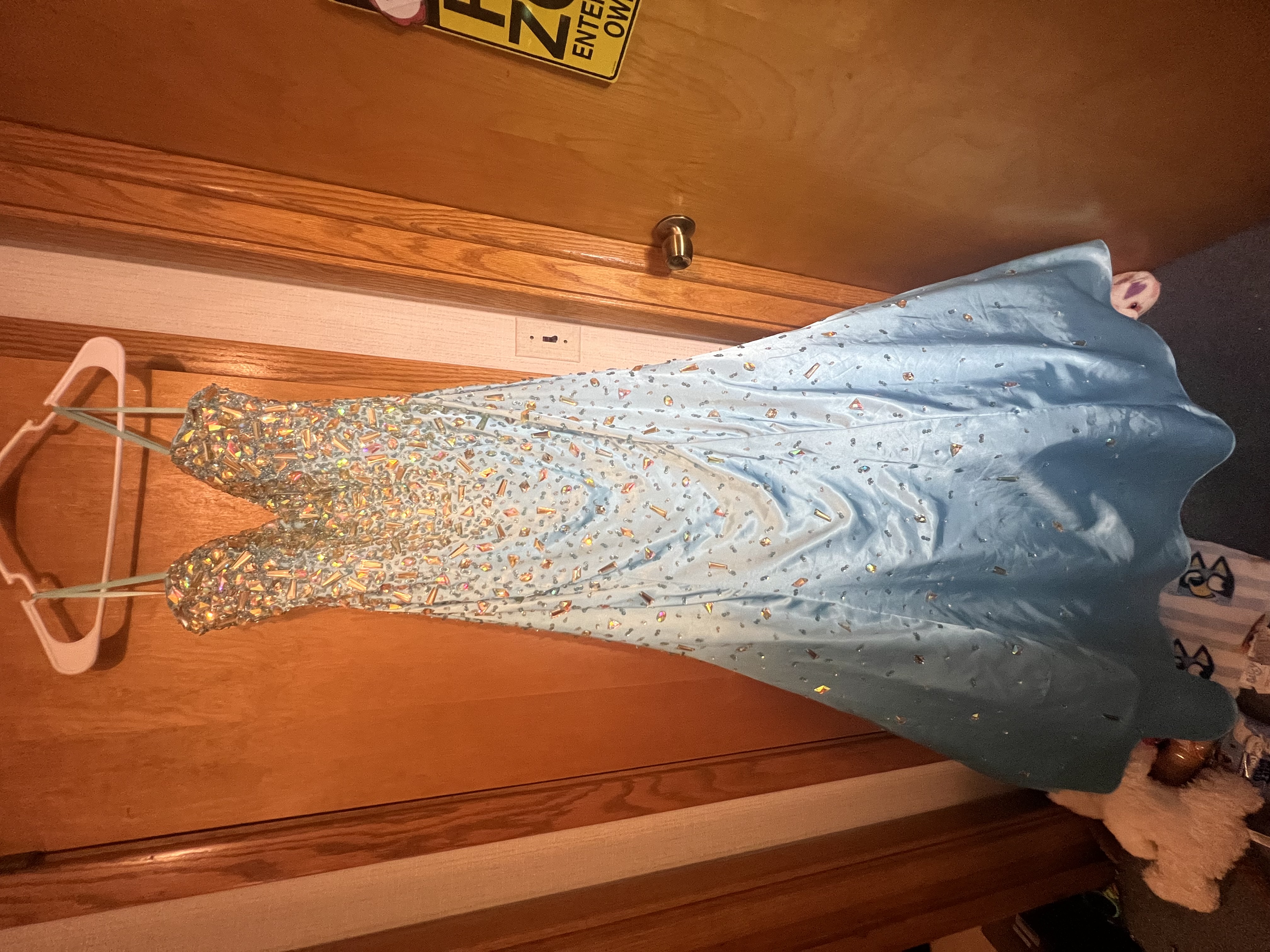 Light Blue Dresses Evening Gown Size Adult 16 (XL) Light Blue Evening Gown with Gem Accents (Used lightly condition) by jk - Image 1 of 4