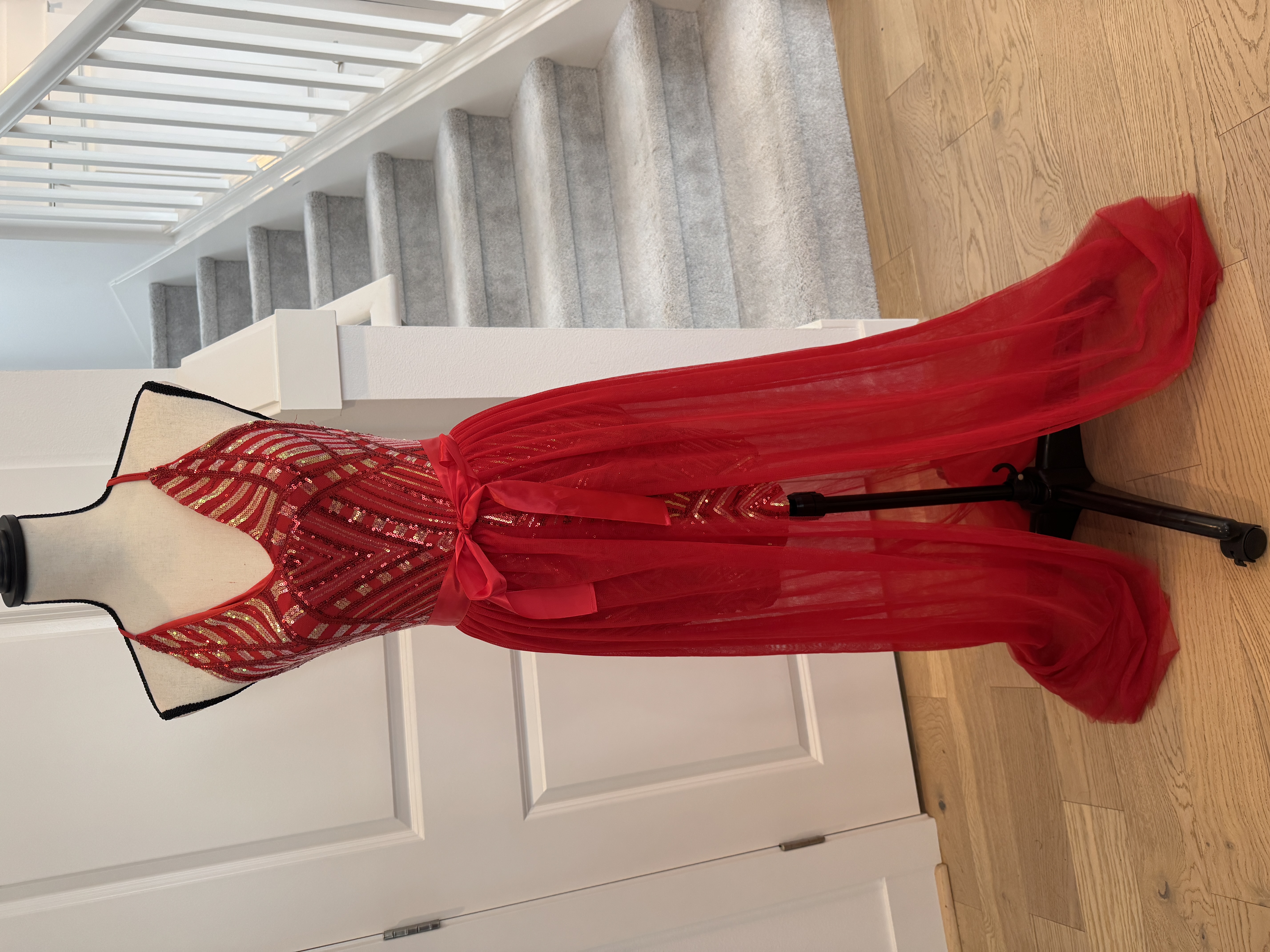 Red Dresses Cocktail & Party Dresses Size Adult 2 (XS) Red/Gold Sequined Cocktail Dress either Over Skirt (Worn Once condition) - Image 1 of 3