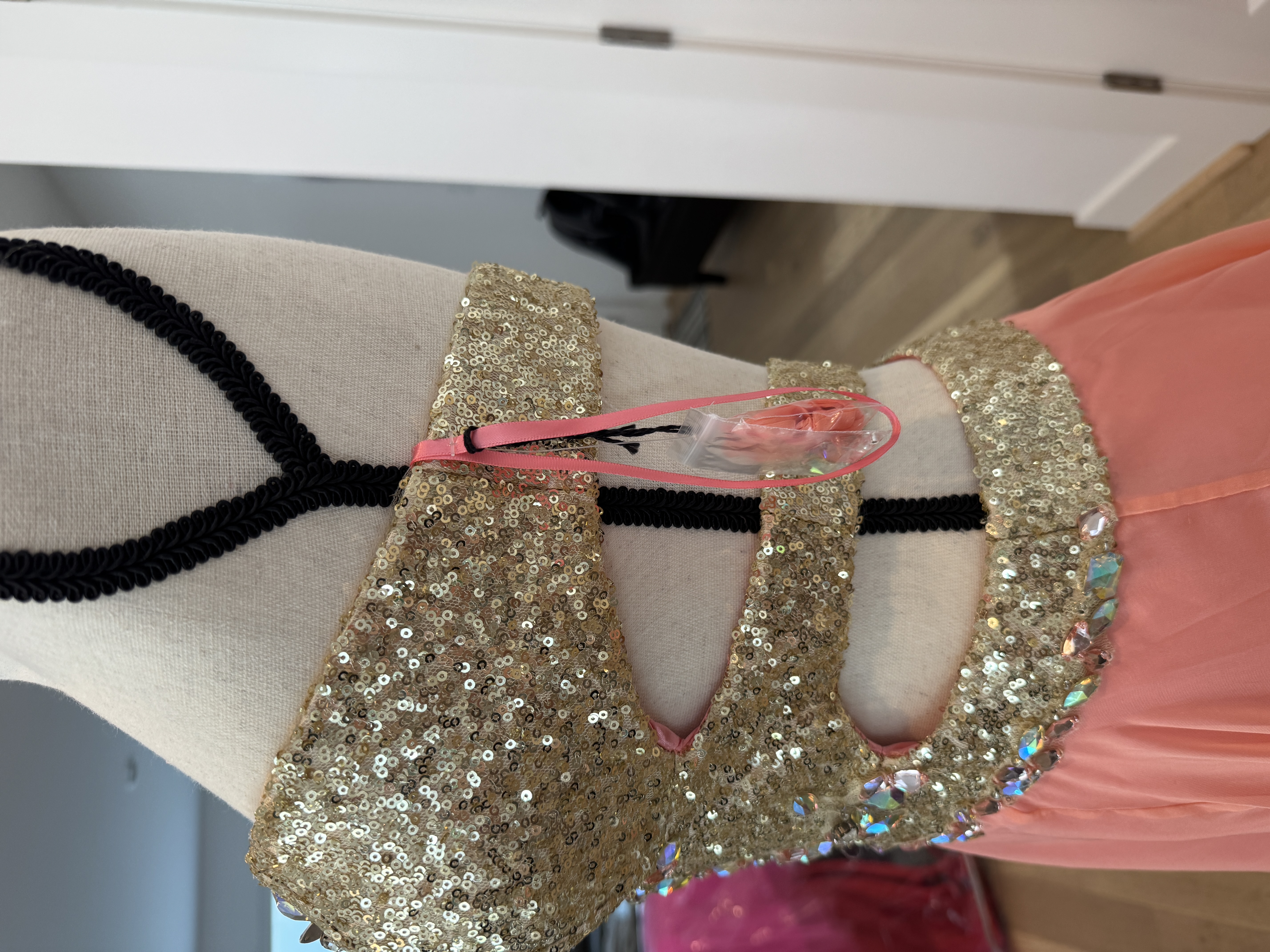 Coral Dresses Evening Gown Size Adult 4 (XS) NEW! Strapless Coral Gold AB Mac Duggal Evening Gown (New condition) - Image 1 of 4