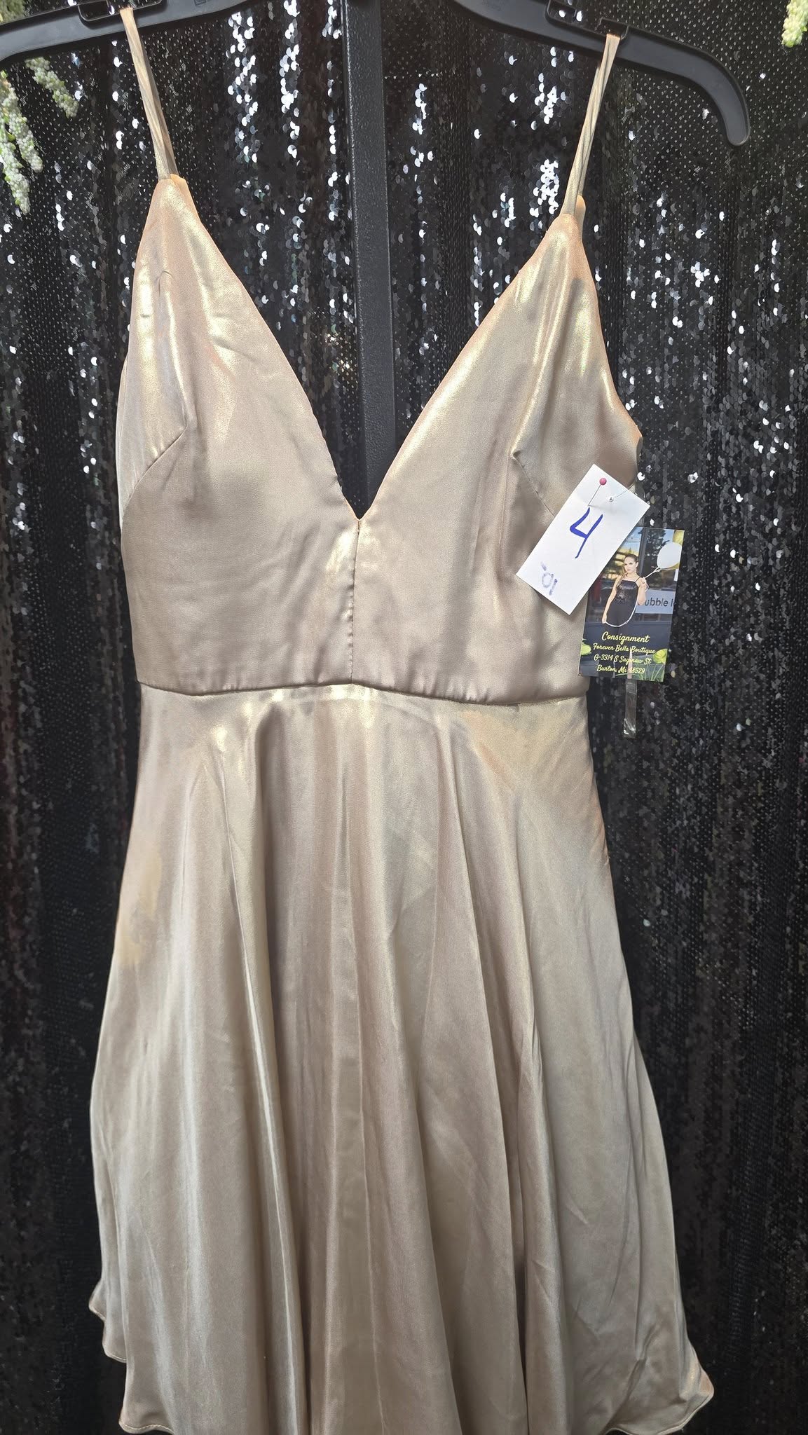 Champagne Dresses Cocktail & Party Dresses Size Junior 1 (XS) Champagne Satin Dress (New condition)