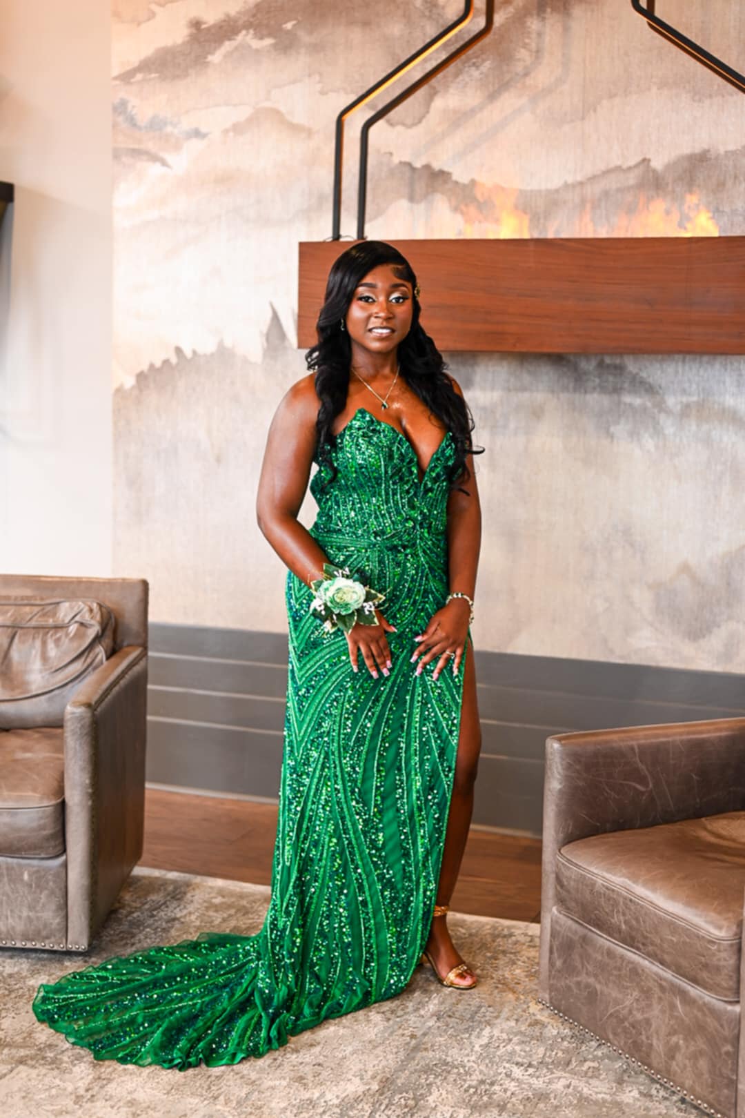 Emerald Green Dresses Evening Gown Size Adult 12 (L) Emerald Green Sequined Evening Dress (Worn Once condition) by ashley-lauren - Image 1 of 2