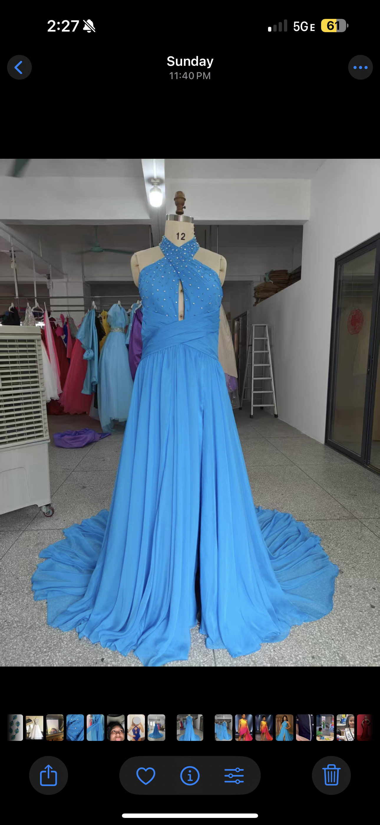 Blue Dresses Evening Gown Size Adult 12 (L) Studded Halter Neck Evening Dress (New condition) by yubin-guo - Image 1 of 3