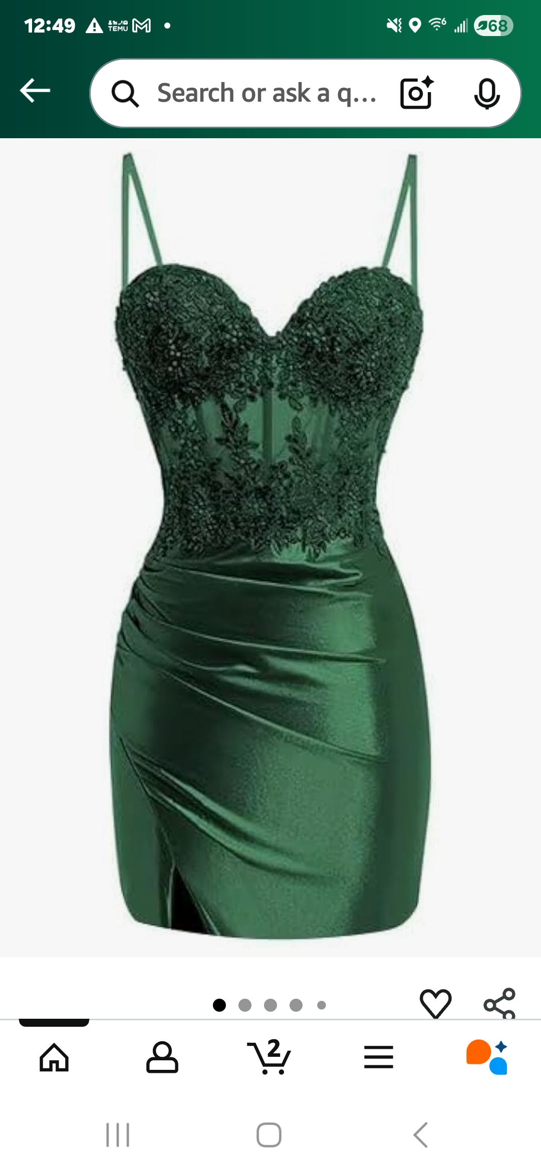 Emerald Green Dresses Evening Gown Size Adult 6 (S) Chic Green Evening Dress (New condition) - Image 1 of 3